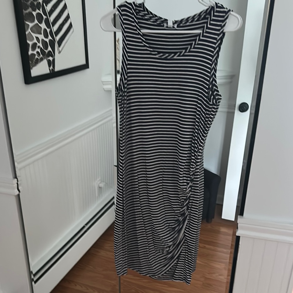 Striped Navy and White Sleeveless Dress